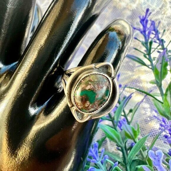 Vintage Natural Turquoise & Sterling Native Ring - Picture 11 of 11